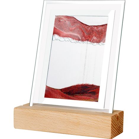 Lampe de table effet peinture sable rouge, veilleuse d'ambiance (1/2)