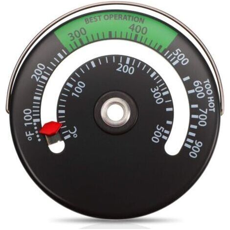 Thermomètre magnétique pour poêle Cadran en aluminium Capteur bimétallique Fixation sur tuyau de cheminée Surveillance température combustion (1/4)