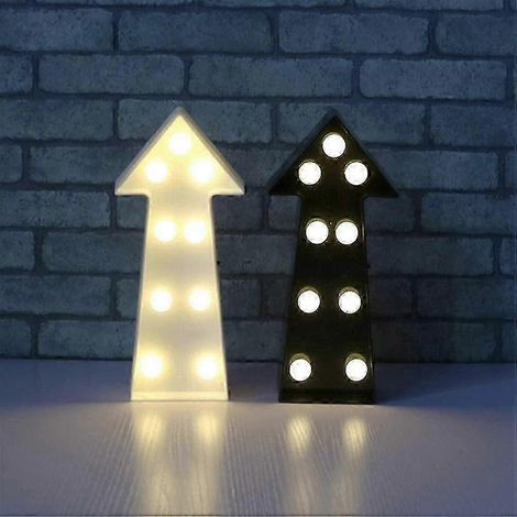 Enseigne LED flèche lumineuse 3D en plastique - décoration murale, 2 pièces noir et blanc (1/5)