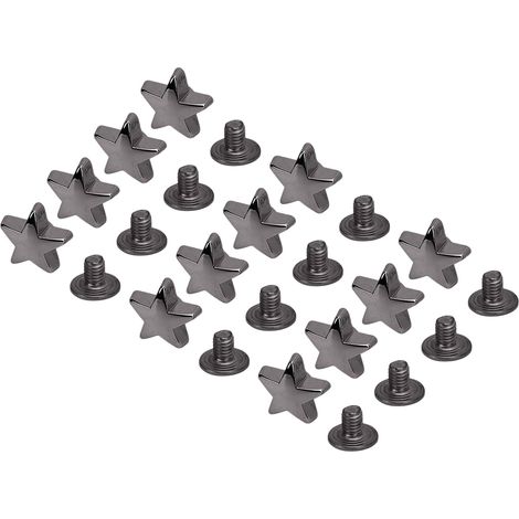 Kit de 50 rivets et vis pour cuir, rivet étoile à cinq branches de 10 mm, vis PH de 4,5 mm, pour la maroquinerie (noir).