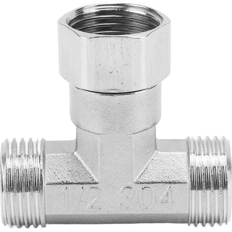 Raccord en T à 3 voies en acier inoxydable 304, adaptateur de tuyau G1/2 pour eau et air, filetage femelle central