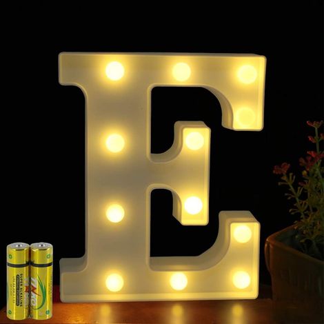 MINKUROW Lettere luminose Alfabeto illuminato Lampada a LED Lettere luminose Lettera Deco Funziona a batteria per feste, matrimoni, bar, decorazioni per la casa (E) (1/5)