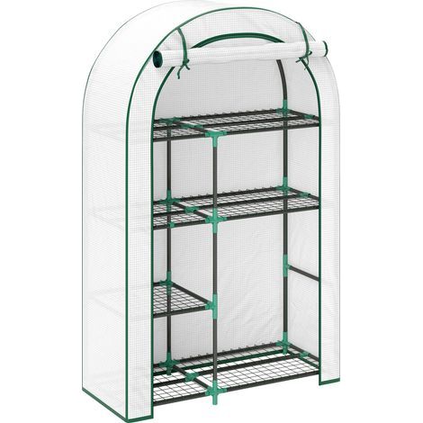 AMXCNOY Serre à toit arrondi avec porte et étagères, en acier avec bâche résistante à l'hiver, idéale pour balcon ou jardin. Serre à tomates (100 x 45 x 160 cm), parfaite pour la culture de tomates, l (1/5)