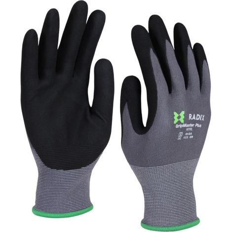 Gants de travail - Radix - GripMaster Plus - Nitrile micro-mousse noir/gris - Taille M8 / S (1/5)