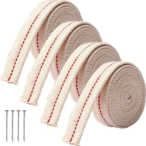 Mèches de lampe à pétrole (8 m / 4 rouleaux), mèches de rechange en coton de 2 m de long et 20 mm de large pour lampe à pétrole et lanterne à pétrole. (1/5)