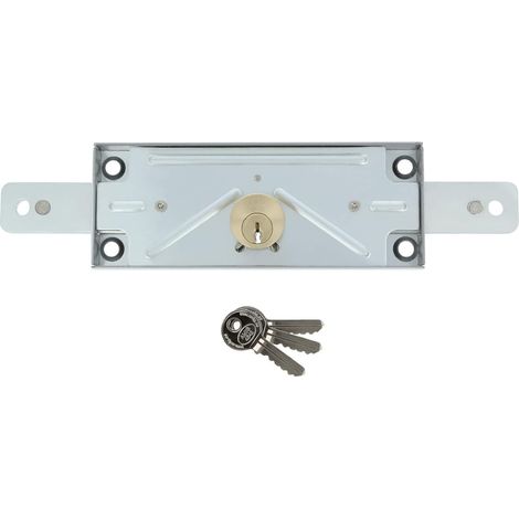 Serrure métallique pour fermetures de volets métalliques enroulables Mod. 643 Cylindre: 15 mm Comprend 3 clés en laiton nickelées en acier zingué (1/5)