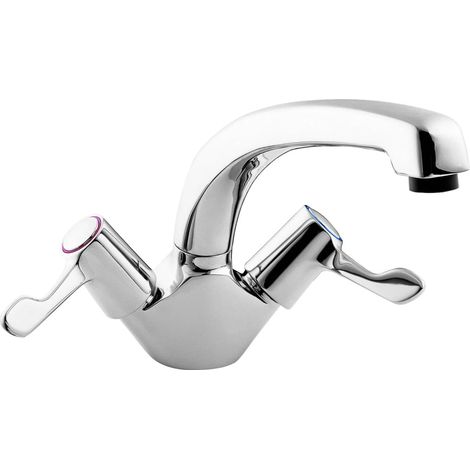 Deva Vitality Lever Action Deck Mounted Kitchen Sink Mixer Tap with Flexi Tails - Chrome