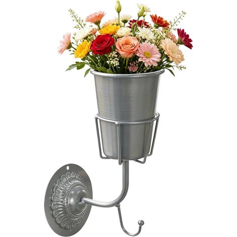 Vase Mural en Métal Petit Organisateur avec Crochet Vases Contenants Muraux Multifonctions Pour Maison, Entrée, Salon, Chambre, Cuisine, Salle De Bain, Balcon, Bureau, (1/5)