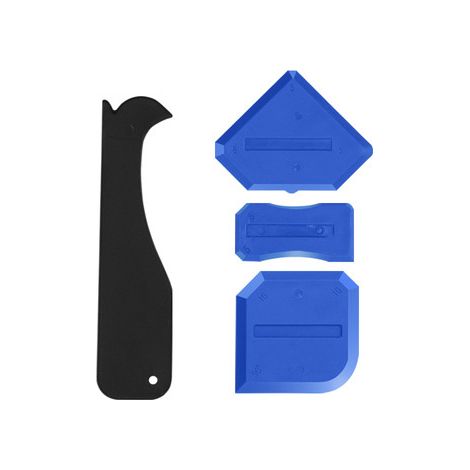 Kit d'outils de calfeutrage - 4 pièces - Outil de finition pour joints en silicone - Grattoir pour joints (bleu) (1/4)