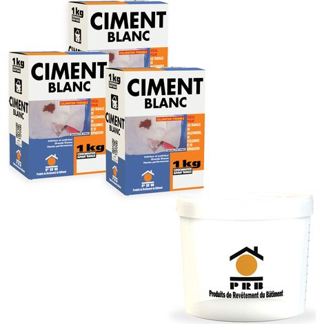 Lot de 3 sacs Ciment Blanc Extra Fin 1 kg avec seau doseur inclus