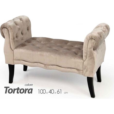 Panca in velluto tortora seduta comoda arredo design cm 100x 40 x 61 h (1/3)