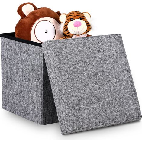 Pouf Avec Rangement Tissu Gris Clair pour salon ou chambres. (1/4)