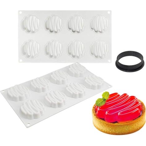 Moule à Gateau en Silicone, moules 3D pour Glace Chocolat Pâtisserie Dessert, Outil croustillant Rond Plastique, 8 Trous Forme de Gâteau pagode Color Holes Colorful Pagoda Cake - (1/5)