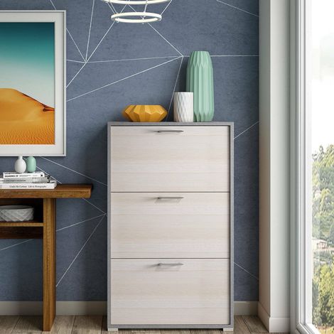Dmora Zapatero Iris, Mueble de entrada polivalente con 3 puertas abatibles, zapatero moderno, 100% Made in Italy, Cm 67x18h112, Alerce, con embalaje reforzado (1/5)