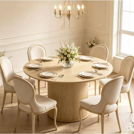 Tavolo da pranzo rotondo 4-6 persone, Ø 120 x 75 cm, legno naturale HAVRYA (1/5)
