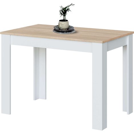 Mesa Fija Candela de Cocina Estilo Auxiliar en Color Roble Canadian y Blanco Artik en Melamina 108,5x78x67 cm (1/5)