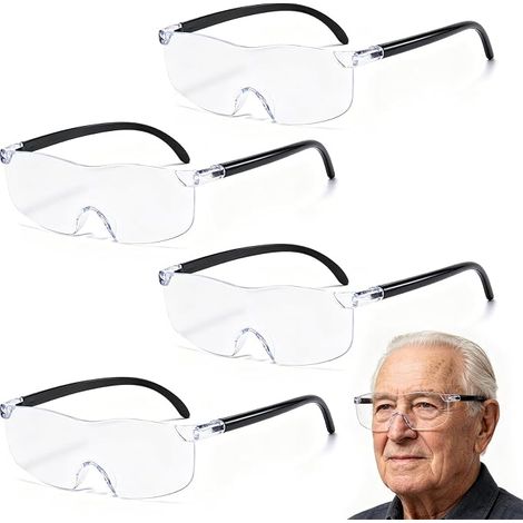 Magnifying Glasses for Eyeglass Wearers, 300% Anti Blue Light, Reading Aid for Elderly for Sewing, Reading and Detail Work (4 Pack) (1/5)