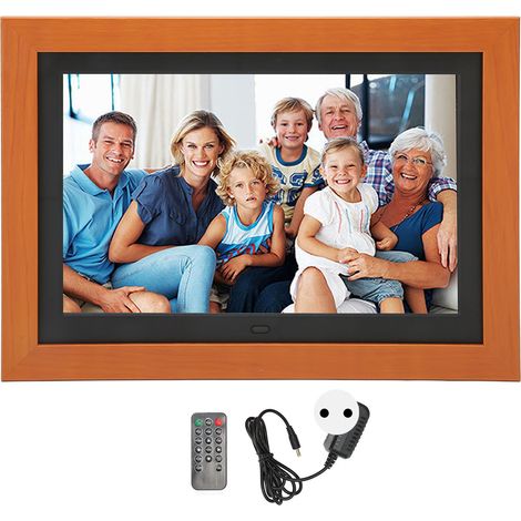 Cadre photo numérique en bois 10,1 pouces, écran IPS HD 1280x800, cadre vidéo électronique pour maison, prise EU 100-240V (1/5)