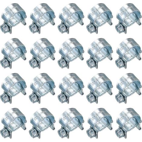 20 Pièces Colliers de Serrage Réglables, Colliers Serrage Métallique, Collier Durite pour Pince Collier Echappement Tuyau de Injection de Carburant - 13-15 mm