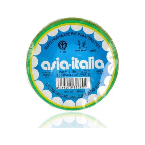 Nastro Isolante in PVC 0.15x19x25 Giallo Verde (1/2)