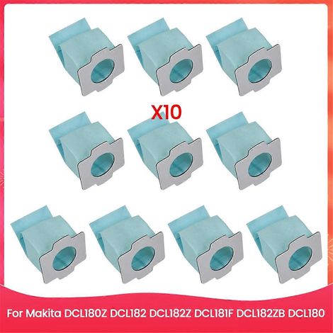 Ensemble de 10 sacs collecteurs pour aspirateur Makita DCL180Z, DCL182, DCL182Z, DCL181F, DCL182ZB et DCL180 (pièces de rechange).-AquaForge