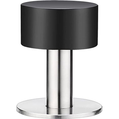1 butée de porte autocollante de 60 mm avec caoutchouc noir et corps en acier inoxydable, sans perçage et anti-bruit (1/4)