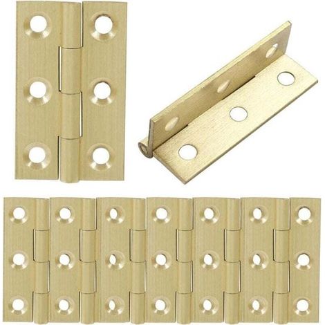 Mini-charnières de 3,8 cm (1,5 pouce) en laiton massif, charnières en laiton pour armoires, petites charnières pour boîtes, charnières à mortaiser, boîtes en bois, lot de 8 (1/5)