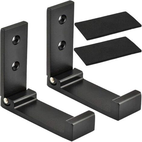 Patère pliable en aluminium. patère murale pliable. crochet pour casque. lot de 2 (noir) (1/5)