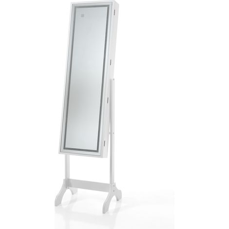 Specchiera effetto legno laccato bianca cm. H.160 x L.41 x P.40