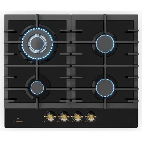 Klarstein Victoria Cocina de gas de 4 zonas Vitrocerámica Negra