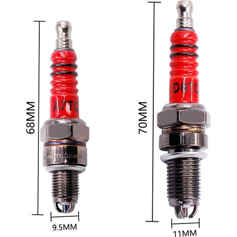 Électrode triple bougie A7TC rouge, spécialement conçue pour scooters GY6 - Lot de 4 (1/4)