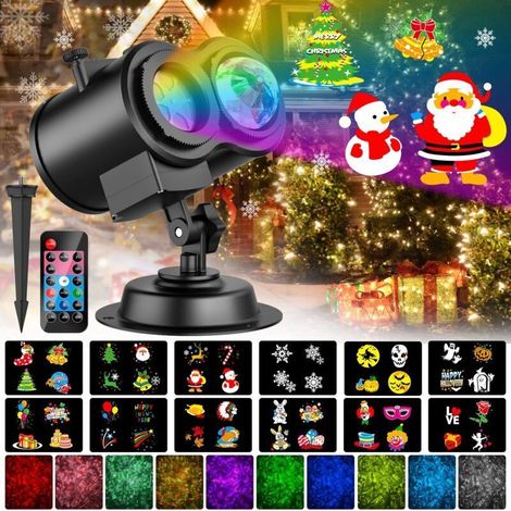 Projecteur LED Noël extérieur 2 en 1 – 12 diapositives – 10 couleurs – Effet vague d'eau – IP65 – Télécommande avec minuterie (1/5)