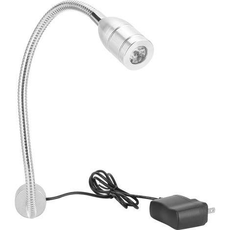 Magnetische LED-Lampe für CNC-Maschinen, Fräsen, Nähen – Flexibler Aluminiumfuß – Für Studium, Maniküre und andere Anwendungen – 110–220 V, US-Stecker – Silber (1/5)