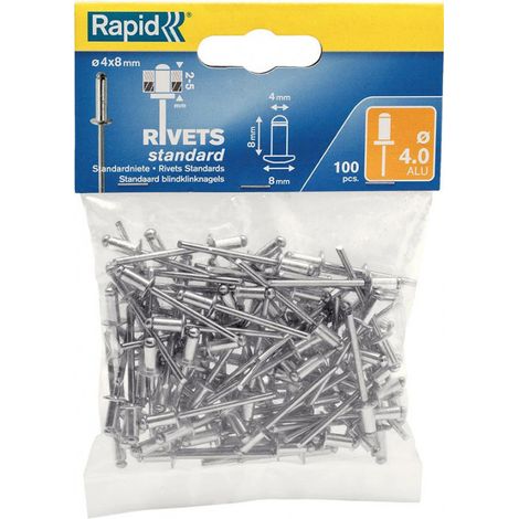 Estándar Remaches Ř 4 X 8 Mm 100 Unidades Rápido