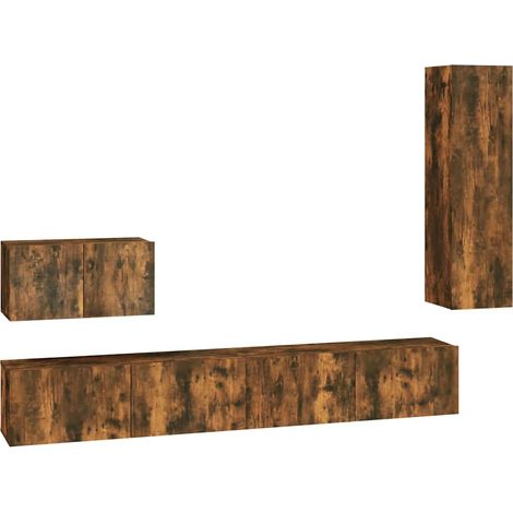 Maison Exclusive - 4-tlg. TV-Schrank-Set Räuchereiche Holzwerksto (1/5)