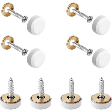 Lot de 16 vis miroir 16 mm en cuivre poli miroir avec capuchons décoratifs, blanc (1/5)