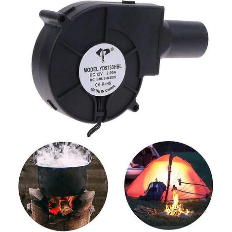 Ventilateur de barbecue 12 V 9 cm 9733 à roulement à billes avec conduit d'air 5100 tr/min - 33 mm (1/4)