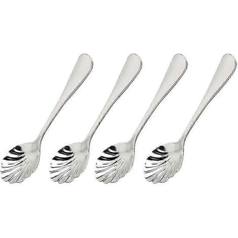 Lot de 4 cuillères en acier inoxydable en forme de coquillage, cuillères à dessert, cuillères à café, cuillères à demi-tasse, cuillères à mélanger LOD (1/2)