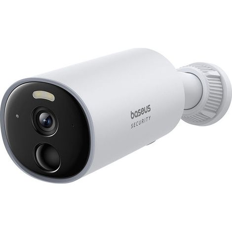 Baseus S0SV002130 Security B1 Telecamera da Esterno 2K Risoluzione 2304 x 1296 Campo Visivo 145° Batteria 7800 mAh Visione Notturna a Colori Resistenza IP67 colore Bianco