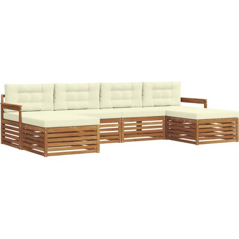 Sofagarnituren 6 pcs Natur und Creme Massivholz Akazie vidaXL