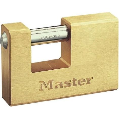 Master Lock 607EURD Cadenas Rectangulaire en Laiton Massif à Clé, Doré, 7,5 x 7,6 x 1,5 cm (1/2)