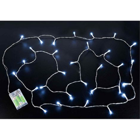 FIli di luci / luminarie a batteria 3 Metri con 30 led bianco freddo e cavo trasparente, set da 8 pezzi, cm 300 c / luci+30 solo cavo