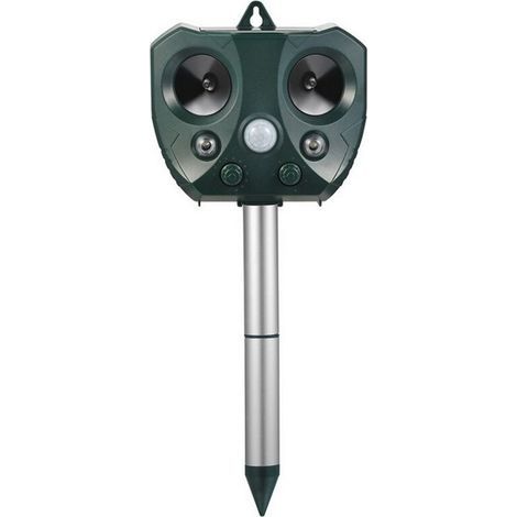 Répulsif à ultrasons pour chat, répulsif pour chat d'extérieur - Répulsif pour chat étanche à énergie solaire et fréquence réglable - avec alarme et lumières clignotantes pour repousser les para (1/5)