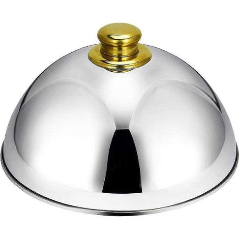 Cloche de service en acier inoxydable, couvercle dôme pour assiettes, protection des plats, idéal restaurant, café, maison, dîner, cuisine. (1/5)