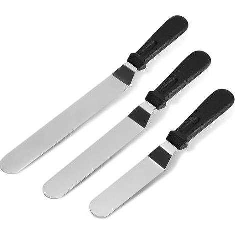 Crème Spatules, Spatule à Glaçage en Acier Inoxydable, Spatule Patisserie, Spatule Et Grattoir pour La Cuisine Et Le Gâteau De Cuisson, 3 Pièces (1/5)