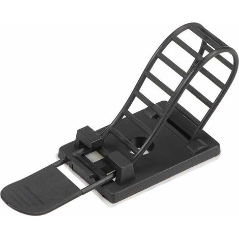 VURAHOME - Réglable Autocollant Câble Clips Fil Organisateur avec Optionnel Vis Support pour Électrique Câblage Boucler Câble Attache 91x18mm Noir 25pcs (1/4)