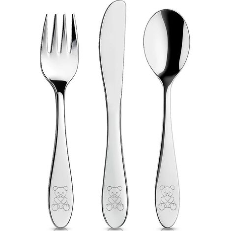 Children's Stainless Steel Cutlery Set, Bear Motif, 3 pcs (1/5)