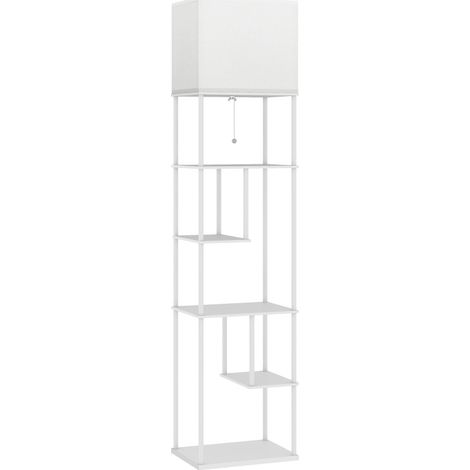 Stehlampe mit Regalen, Helligkeit und Farbtemperatur einstellbar, Weiß, MODENUIT (1/4)