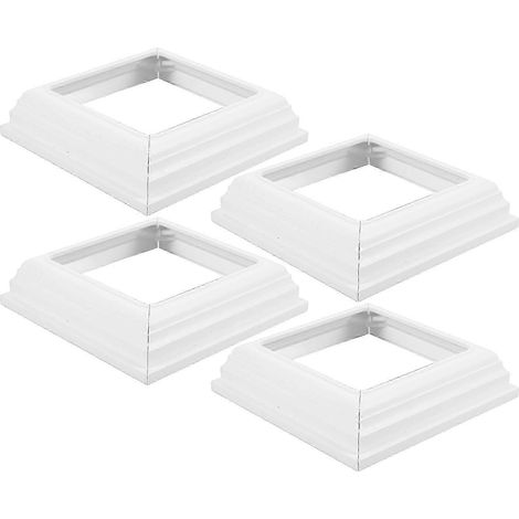 Ensemble de 4 pièces de garniture de jupe de poteau de clôture en vinyle blanc pour usage domestique (1/5)