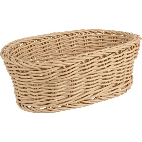 Cestino cook naturale realizzato in polietilene e polipropilene. -23 x 16 x h 8cm / Beige / Ovale (1/4)